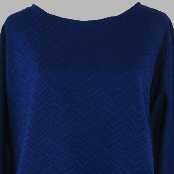 Dana Buchman Women's Blue Long-Sleeve Herring Bone Pullover Top Size XL (C1609) - Picture 1 of 7
